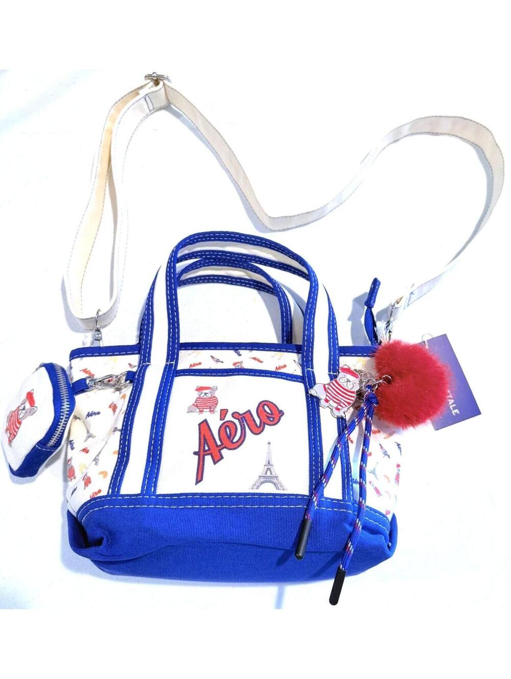 BNWT Aeropostale Canvas Paris Bulldog Mini Tote